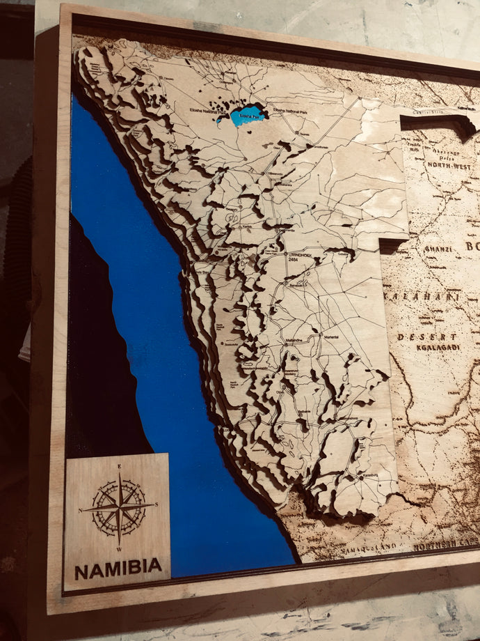 Namibia 3d wooden map