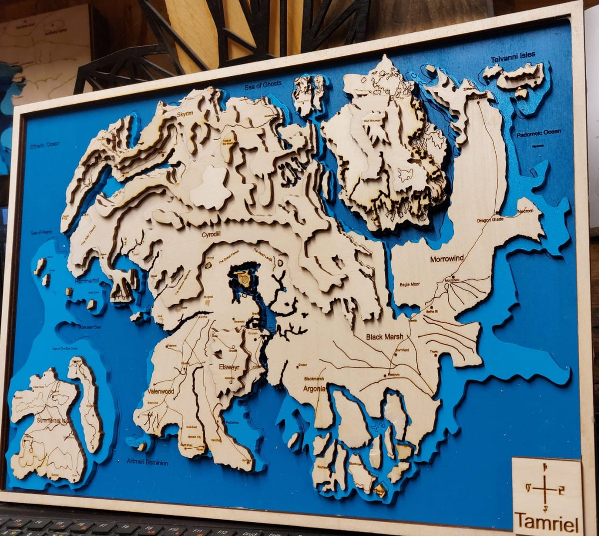Custom Wooden Map of Tamriel