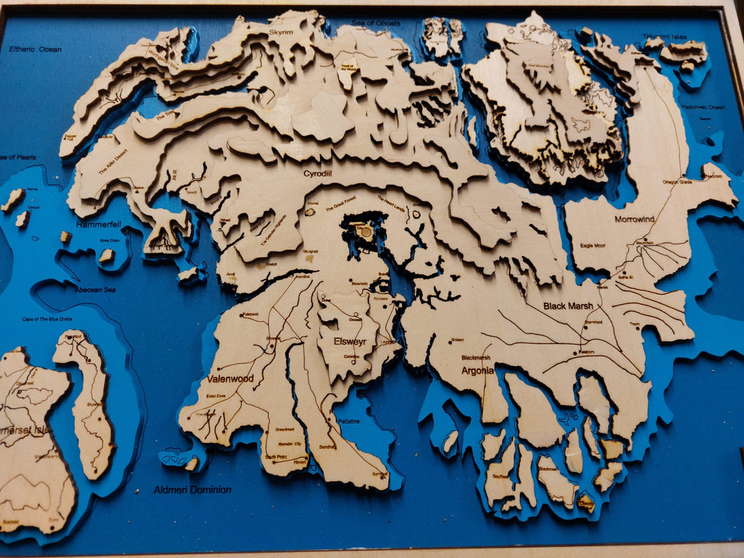 Custom Wooden Map of Tamriel