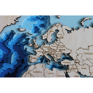 Die Welt und ihre Kontinente - Holzlandkarte