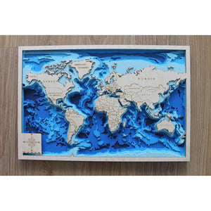 Die Welt und ihre Kontinente - Holzlandkarte